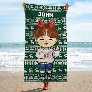 Christmas Is Coming To Town - Personalized Custom Beach Towel - Gift For Family, Gift For Kids, Christmas Gift