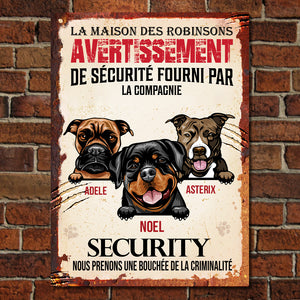 Nous prenons une bouchée de la criminalité Francais - Funny Personalized Dog Metal Sign.