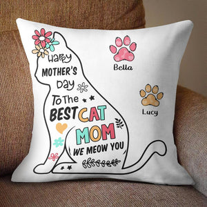 Happy Mother Day To Cat Mom - Personalized Cat Pillow (Insert Included).