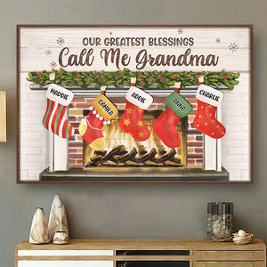 Our Greatest Blessings Call Us Grandma & Grandpa - Personalized Horizontal Poster.