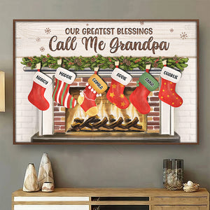 Our Greatest Blessings Call Us Grandma & Grandpa - Personalized Horizontal Poster.