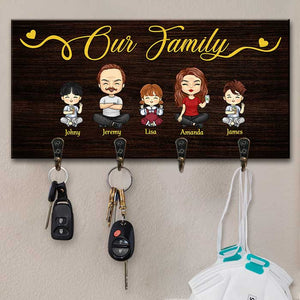 This Is Our Cheerful Family - Personalized Key Hanger, Key Holder - Gift For Couples, Husband Wife