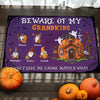 Beware Of My Grandkids - Personalized Decorative Mat, Halloween Ideas.