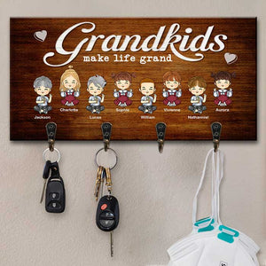 Grandkids Make Life Grand - Personalized Key Hanger, Key Holder - Gift For Couples, Husband Wife