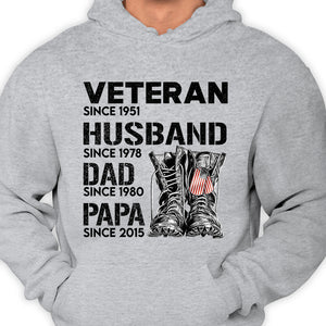 Veteran Dad Since - Gift For 4th Of July - Personalized Unisex T-Shirt.