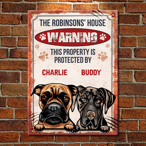 This Property Is Protected By  - Funny Personalized Dog Metal Sign.