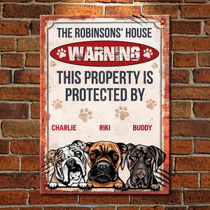 This Property Is Protected By  - Funny Personalized Dog Metal Sign.