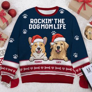 Rockin' The Dog Mom Life - Personalized All-Over-Print Sweatshirt.