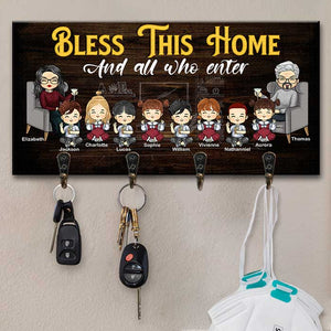 Bless This Cozy Home And All Who Enter - Personalized Key Hanger, Key Holder - Gift For Couples, Husband Wife
