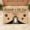 Bienvenido A Mi Casa Spanish - Funny Personalized Cat Decorative Mat, Doormat