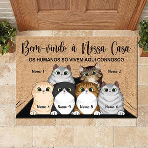 Bem-Vindo À Minha Casa Portuguese - Funny Personalized Cat Decorative Mat.
