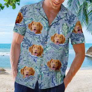 Colorful Tropical Leaves And Pet - Dog & Cat Personalized Custom Unisex Hawaiian Shirt - Upload Image, Dog Face, Cat Face - Summer Vacation Gift, Gift For Pet Owners, Pet Lovers