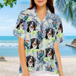 Tropical Bird Flower Pattern - Dog & Cat Personalized Custom Unisex Hawaiian Shirt - Upload Image, Dog Face, Cat Face - Summer Vacation Gift, Gift For Pet Owners, Pet Lovers