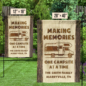 Making Memories Campsite At A Time - Personalized Flag - Gift For Camping Lovers