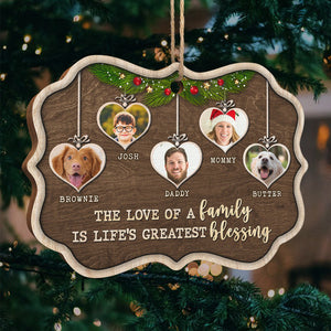 The Love Of Family - Personalized Custom Benelux Shaped Wood Christmas Ornament, Personalized Portrait Family Photo, Custom Photo Ornament - Upload Image, Gift For Family, Christmas Gift