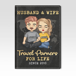 Travel Partners For Life - Personalized Passport Cover, Passport Holder - Gift For Couples, Husband Wife