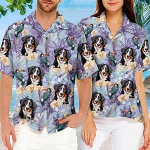 Tropical Bird Flower Pattern - Dog & Cat Personalized Custom Unisex Hawaiian Shirt - Upload Image, Dog Face, Cat Face - Summer Vacation Gift, Gift For Pet Owners, Pet Lovers