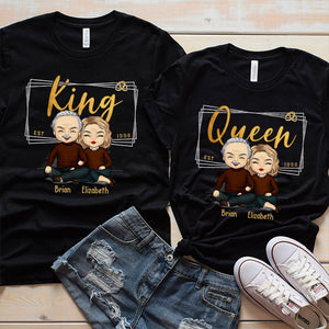 King & Queen Since - Personalized Matching Couple T-Shirt - Gift For Couple, Husband Wife, Anniversary, Engagement, Wedding, Marriage Gift