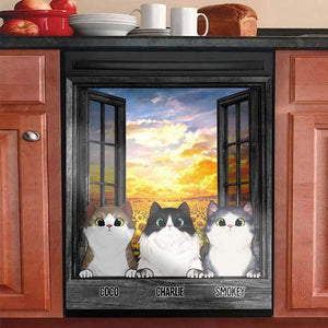 Cats By The Window - Personalized Dishwasher Cover.