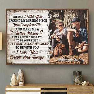 You Complete Me And Make Me A Better Person - Upload Image, Gift For Couples - Personalized Horizontal Poster.