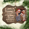 Family Where Love Never Ends - Personalized Custom Benelux Shaped Wood Photo Christmas Ornament - Upload Image, Gift For Family, Christmas Gift