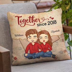 We're Together Since - Couple Personalized Custom Pillow - Gift For Husband Wife, Anniversary