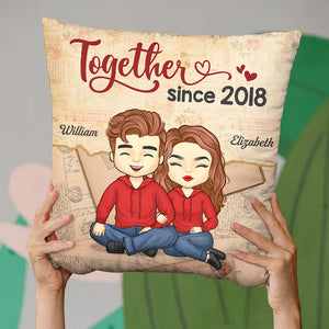 We're Together Since - Couple Personalized Custom Pillow - Gift For Husband Wife, Anniversary