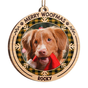 Merry Woofmas Meowy Christmas - Personalized Custom Round Shaped Wood Photo Christmas Ornament - Upload Image, Gift For Pet Lovers, Christmas Gift