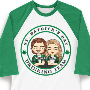 Be Careful! We're The Best Drinking Team - Gift For Couples, Husband Wife, Personalized St. Patrick's Day Unisex Raglan Shirt.