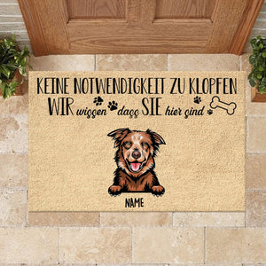 Keine Notwendigkeit Zu Klopfen German - Funny Personalized Dog Decorative Mat.