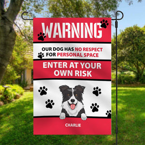 Enter Your Own Risk - Funny Personalized Dog Garden Flag.
