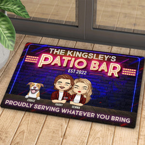 Proudly Serving Whatever You Bring - Gift For Couples, Husband Wife, Personalized Decorative Mat.