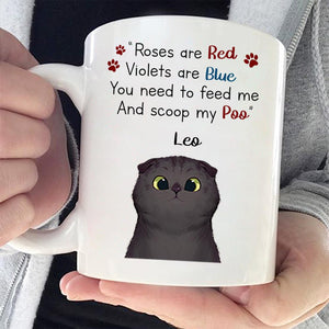 Curious Cat - Roses Are Red Violets Are Blue - Funny Personalized Cat Mug.