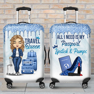 All I Need Is My Lipstick & Pumps - Gift For Bestie, Personalized Luggage Cover