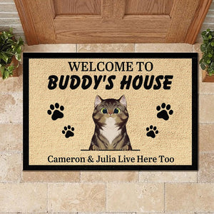 Personalized Welcome to Cat's House - Funny Personalized Cat Decorative Mat (WW).