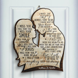 I Will Never Leave You - Gift For Couples, Husband Wife - Personalized Shaped Door Sign.