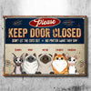 Please Keep Door Closed Peeking Cats Trim - Funny Personalized Cat Metal Sign