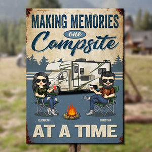 Making Memories One Campsite - Personalized Metal Sign - Gift For Camping Lovers