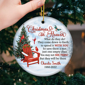 They Come Down To Earth To Spend Christmas With You - Memorial Personalized Custom Ornament - Ceramic Round Shaped - Sympathy Gift, Christmas Gift For Family