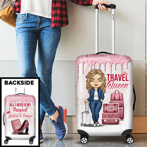 All I Need Is My Lipstick & Pumps - Gift For Bestie, Personalized Luggage Cover