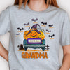 Trick Or Treat - Grandma With Little Bats - Personalized Unisex T-Shirt, Halloween Ideas.