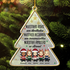 Nuestra amistad es eternal - Spanish Personalized Custom Christmas Tree Shaped Acrylic Christmas Ornament - Gift For Bestie, Best Friend, Sister, Birthday Gift For Bestie And Friend, Christmas Gift