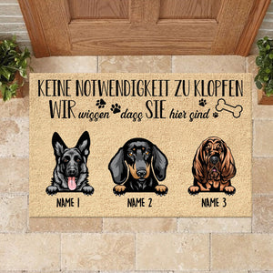 Keine Notwendigkeit Zu Klopfen German - Funny Personalized Dog Decorative Mat.