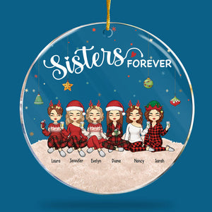 Forever Friends, Forever Young - Bestie Personalized Custom Ornament - Acrylic Round Shaped - Christmas Gift For Best Friends, BFF, Sisters