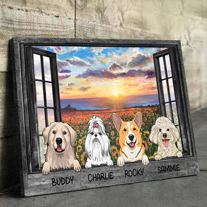 Dogs By The Window - Personalized Horizontal Canvas.