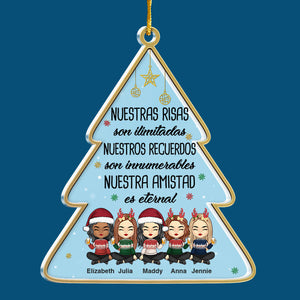 Nuestra amistad es eternal - Spanish Personalized Custom Christmas Tree Shaped Acrylic Christmas Ornament - Gift For Bestie, Best Friend, Sister, Birthday Gift For Bestie And Friend, Christmas Gift