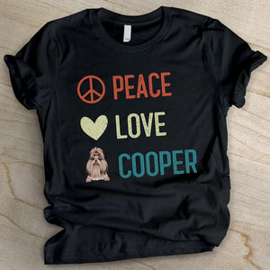 Peace Love Dog - Personalized Custom Unisex T-shirt.