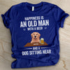 Old man with beer and dog- Personalized Custom Unisex T-shirt