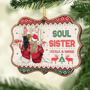 Not Sisters By Blood But Sisters By Heart - Personalized Shaped Ornament.