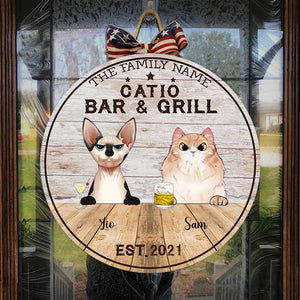 Catio Bar & Grill - Funny Personalized Cat Door Sign.